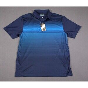 PGA TOUR Polo Shirt UPF 50 Short Sleeve Blue horizontal gradient stripe Sz L